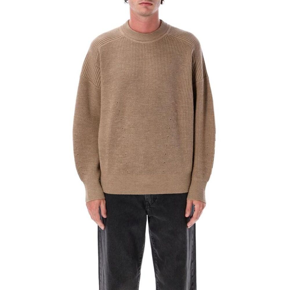 ISABEL MARANT Men's Ribbed Knit Crew Neck Sweater Men CAMEL Sweaters & Cardigans